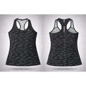 Nike Miler Dri-FIT Running Tank Top Womens Med. Black White‎ Polka Dot Racerback